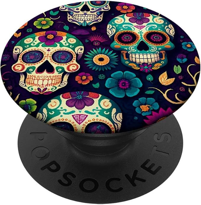 Sugar Skull Floral Pattern Flowers Sugarskull PopSockets Adhesive PopGrip - sugar skull car floor mats