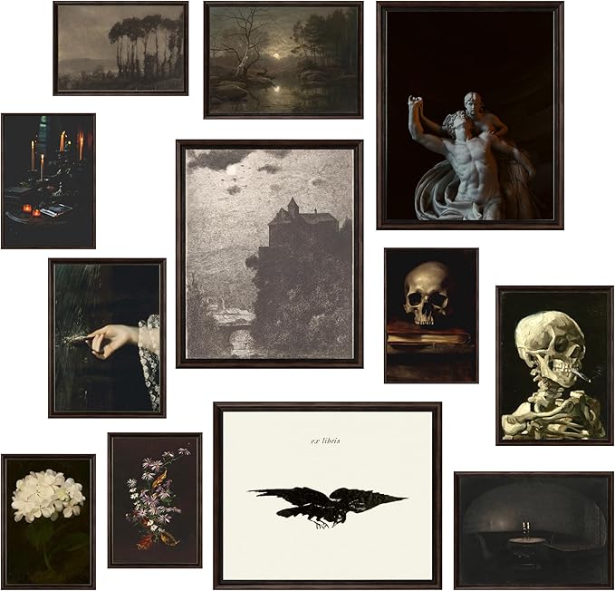 97 Decor Dark Academia Decor For Bedroom - Gothic Home Decor Aesthetic, Moody Dark Academia Wall Art, Vintage Halloween Posters For Room Aesthetic, Spooky Gothic Pictures Goth Decorations (UNFRAMED) - sugar skull canvas wall art