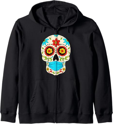Dia De Los Muertos Shirts Sugar Skull Costume Mask - sugar skull zip up hoodie mens