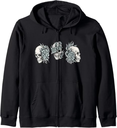 Totenköpfe Blumen, Sugar Skull Tattoo Gothik Rosen - sugar skull zip up hoodie mens