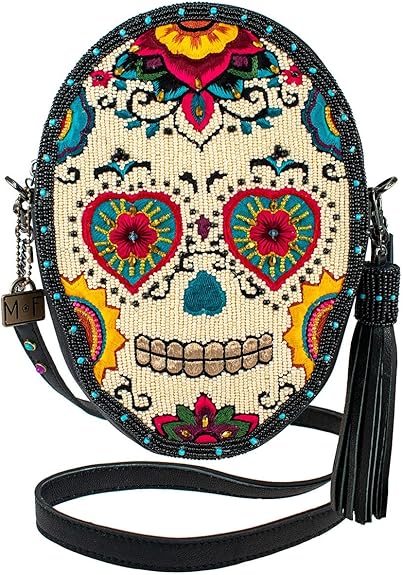 Sweet Calavera Leather Crossbody Sugar Skull Handbag, Multi - sugar skull handbags for sale