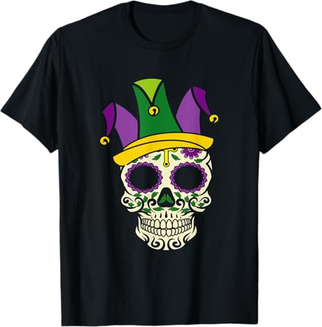 Carnival Mask Jester Hat Mardi Gras Sugar Skull - sugar skull face mask