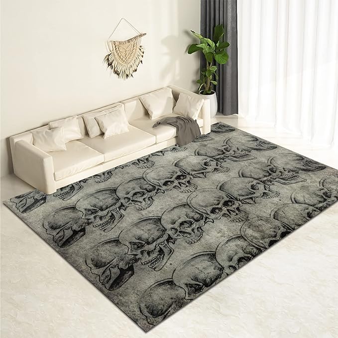 Sugar Skull Area Rug 8x10ft/96x120in/240x304cm, Vintage Polyester Area Rug Mat for Living Dining Dorm Room Bedroom Home Decorative - sugar skull area rug