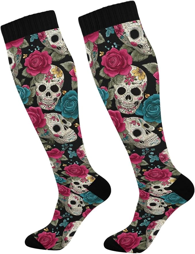 Pigsaly - sugar skull socks womens