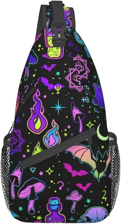 Sugar Skull Rose Crossbody Backpack for Travel Hiking Chest Daypack Shoulder Sling Bag for Men Women Cycling Walking - best sugar skull backpack