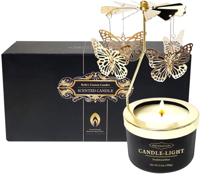 Kelly's Custom Candles, Butterfly Candle Birthday Gift for Mom,Girlfriend,Unique Easter Gifts for Sister, Wife and Mother in Law,Rotatable Aromatherapy Candles Gift for Women. - sugar skull candle holder