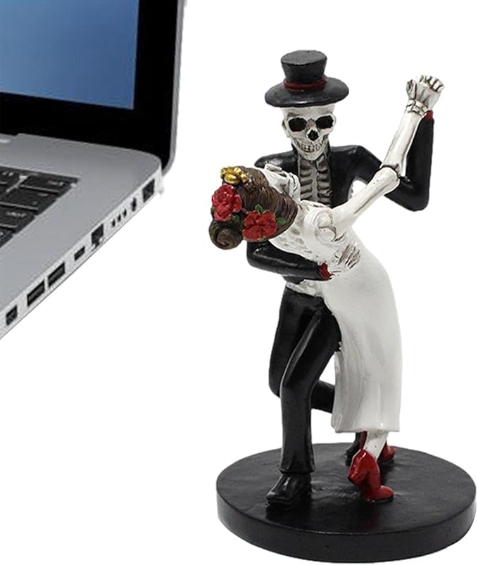 Tmay Sugar Skull Couple Statue | Wedding Dance Skeleton Figurine | Collectable Day of The Dead Resin Decorations Suitable for Home Bar - sugar skull figurine collectible