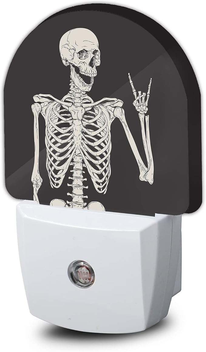 Skull Night Light,Rock Skeleton Skull Night Lights Plug into Wall, Dusk to Dawn Sensor LED Lamp 0.5W for Boys/Girls/Women/Men Decorations Room 0.5W Sleep Friendly - sugar skull table lamp