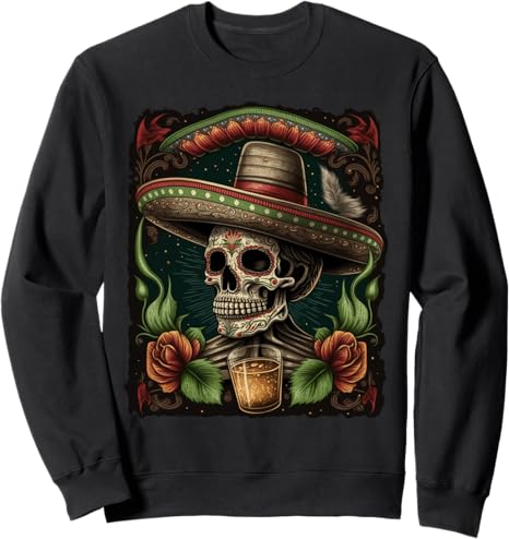 Cinco De Mayo Sugar Skull Tees and Gifts - sugar skull sweatshirt womens