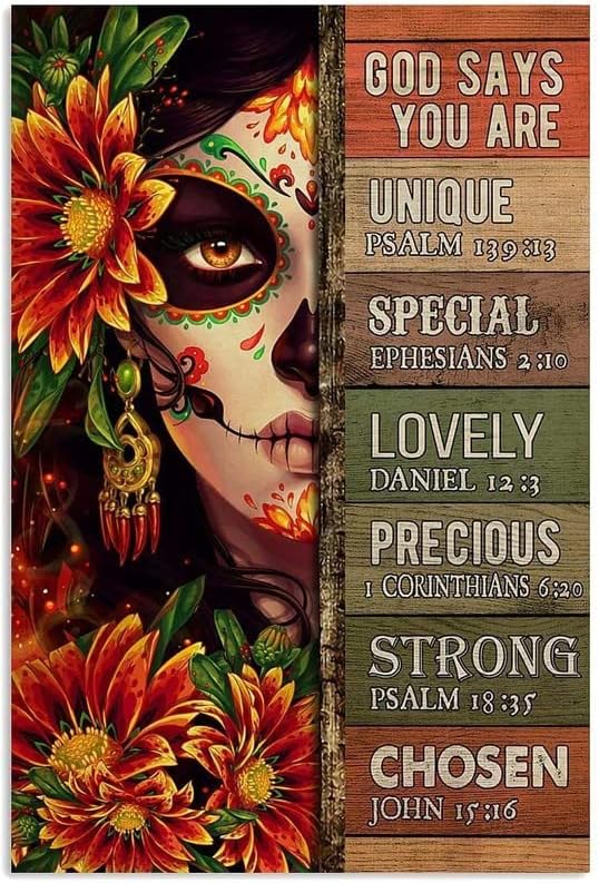 Wooden Puzzles Sugar Skull Girl Poster Day of The Dead God Says You are 500 Piece Children's Day Exercise Patience Puzzle Game - Education Intellectual Puzzle Game Toys Gift - sugar skull poster print