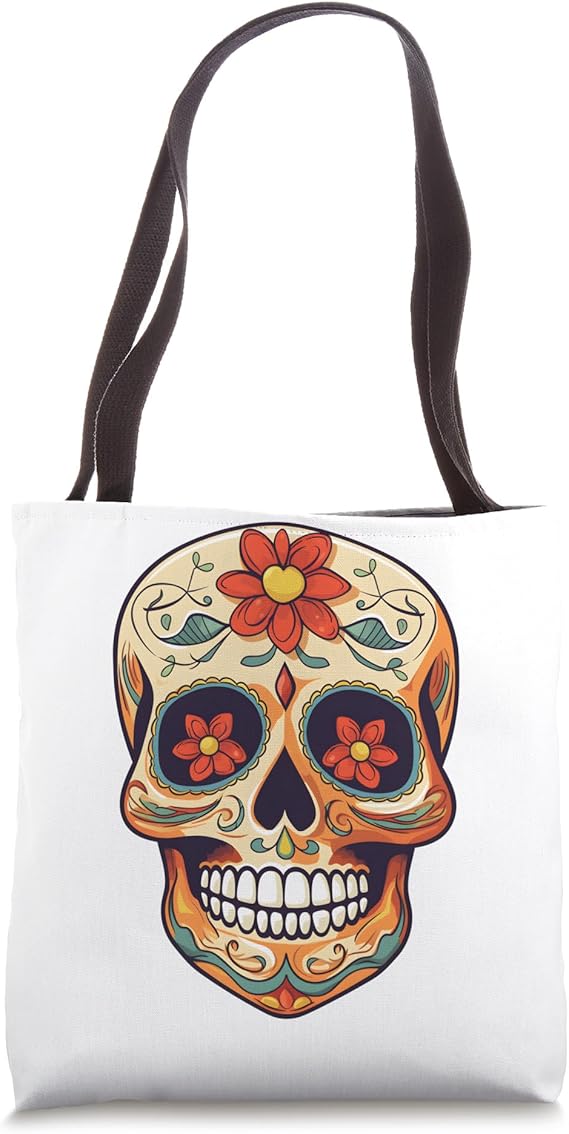 Sugar Skull Dia De Los Muertos Halloween Flowers Funny Tote Bag - sugar skull handbags for sale