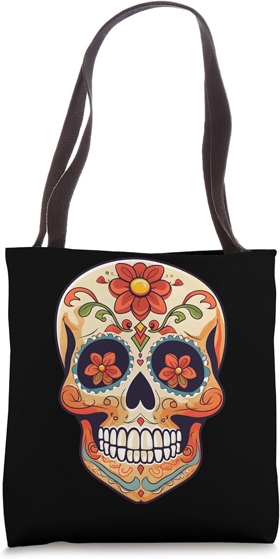 Sugar Skull Dia De Los Muertos Halloween Flowers Funny Tote Bag - sugar skull handbags for sale