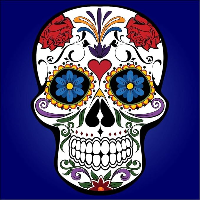 AK Colorful Sugar Skull face Vinyl Sticker Decal for car | Van | Trucks | Motorcycle | Bumper | Window Any Smooth Surface Size: 5" - sugar skull vinyl sticker