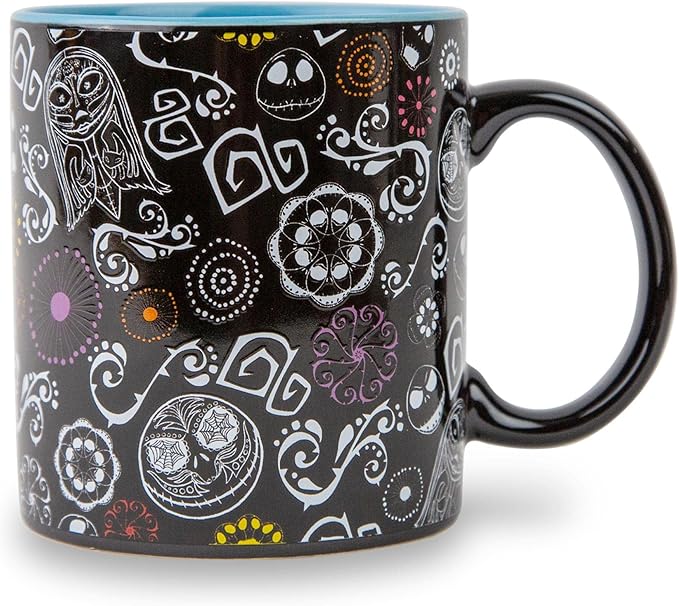 Nightmare Before Christmas Disney The Sugar Skulls Ceramic Mug | Large Coffee Cup For Espresso, Tea, Cocoa | Holds 20 Ounces - sugar skull coffee cup