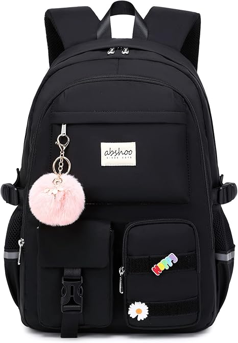 Big Student Laptop Backpack For College Women Middle High School Teen Girls Bookbag Travel Daypack (Black) - best sugar skull backpack
