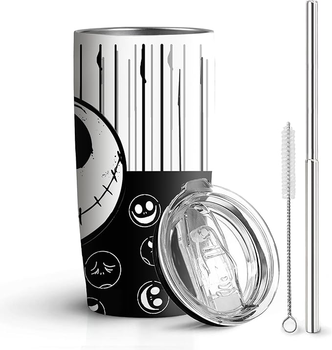 Skull 20 Oz Stainless Steel Tumbler Leak Proof Tumbler with Straw and Lid, Travel Coffee Mug for Home Outdoor, Thermal Cups for Hot and Cold Drinks - sugar skull tumbler with straw