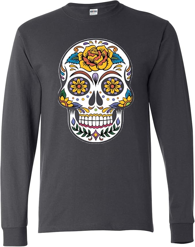wild custom apparel - sugar skull long sleeve shirt mens