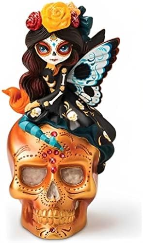 The Hamilton Collection Jasmine Becket-Griffith Spirit of The Blessed Peace Gold Glow in The Dark Sugar Skull Decor Day of The Dead Fairy Figurine Dia de Los Muertos Decoration 6"-Inches - sugar skull figurine collectible