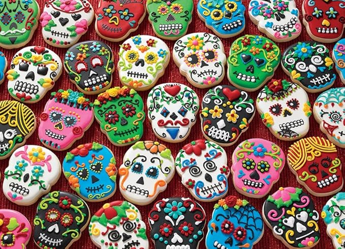 Cobble Hill 1000 Piece Puzzle - Sugar Skull Cookies - Sample Poster Included - sugar skull poster print