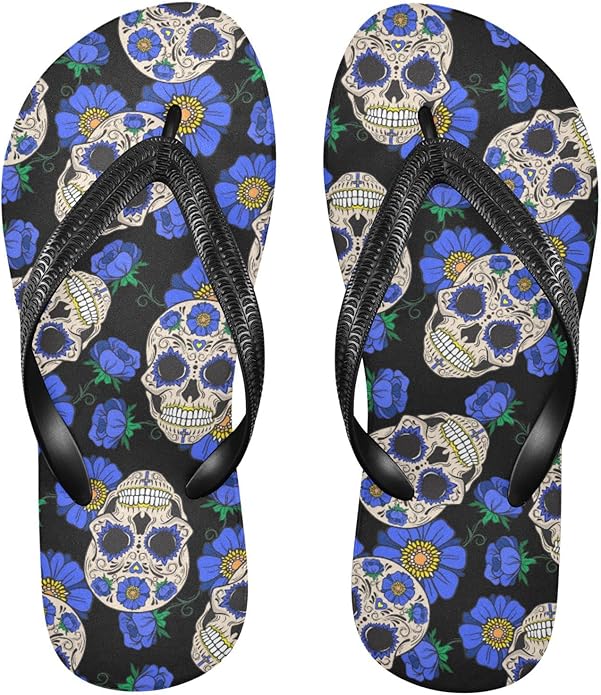 MNSRUU - sugar skull flip flops womens