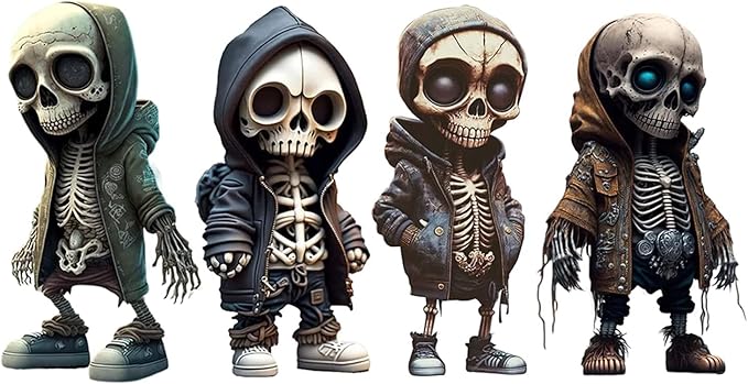 Cool Skeleton Figurines, Skeleton Small Statue Halloween Resin Collectible Figurines, Cute Home Room Desk Office Decor - sugar skull figurine collectible