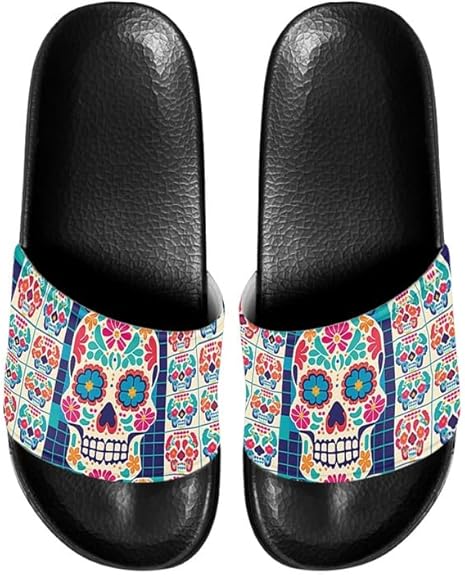 Semiouray - sugar skull flip flops womens