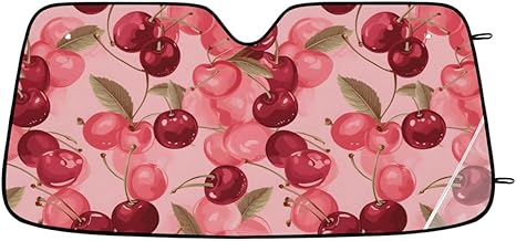 Cute Cherry Car Windshield Sun Shade Fruit Pattern Front Window Sunshades Foldable UV Ray Sun Visor Protector for Sedans SUV Trucks Sun Shield Keep Your Vehicle Cool - sugar skull car sunshade for windshield