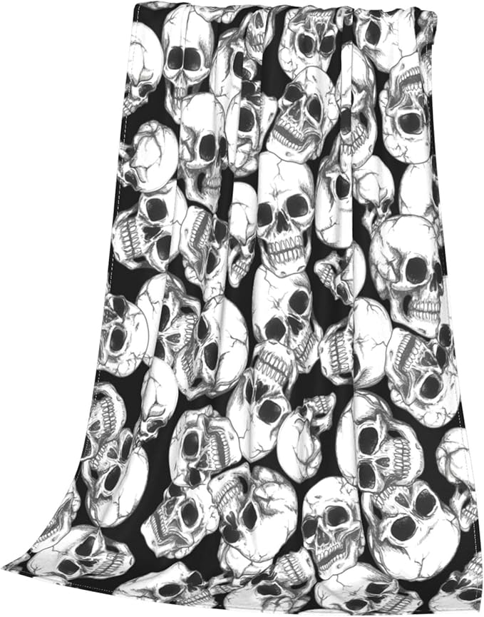 Fleece Throw Skull Blanket for Couch, Sofa and Bed, Super Soft Blankets and Warm Throws, Cozy, Lightweight (50x60 inches, Retro Skulls) - sugar skull throw blanket