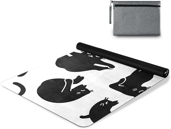 Cute Chubby Frog Yoga Mat, 71 x 26 Inch Non-slip Yoga Mats Folding Travel Exercise Mat Indoor Outdoor Gym Pilates with Storage Bag for Women Men - sugar skull yoga mat