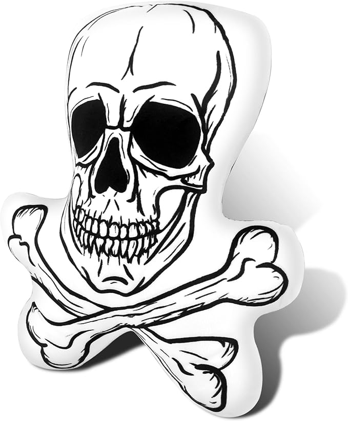 14-inch Skull Plush Pillow, Shape of Bones Plush Pillows for Room Decoration, Hugging Doll Soft Gifts for Sofa Couch Bed - sugar skull throw pillow