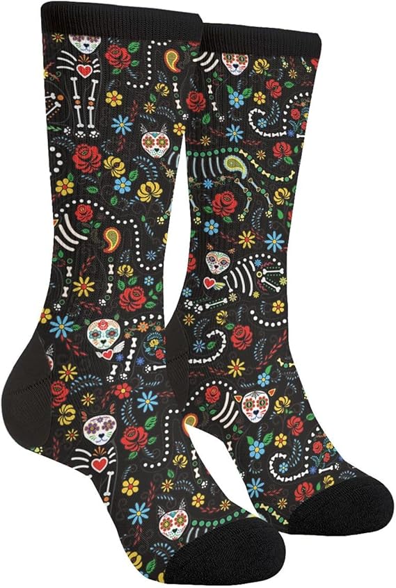 Sigouyinei - sugar skull socks womens