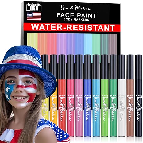 Jim&Gloria Water Resistant Face Paint Tattoo Pen, Temporary Tattoo Markers for Skin, Body Painting Kit, Teen Girl Gifts Trendy Stuff, Halloween Makeup, Toys Crafts Gifts for Kids Teenage Adults - sugar skull makeup kit