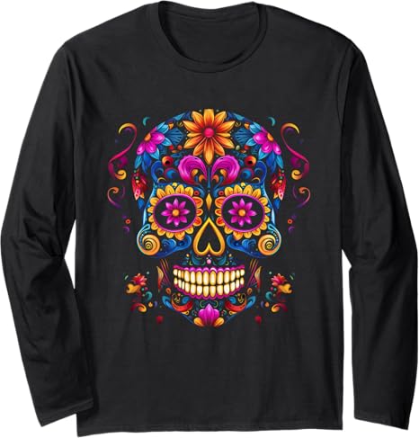 Day of the Dead - Cinco De Mayo Shop - sugar skull long sleeve shirt mens