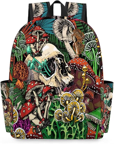 School Backpack for Boys Girls Colorful Mushroom Tropical Goth Sugar Skull Kids Backpack Bookbag for Elementary Preschool Travel Daypack Laptop Backpack Purse for Women Men Teens - best sugar skull backpack