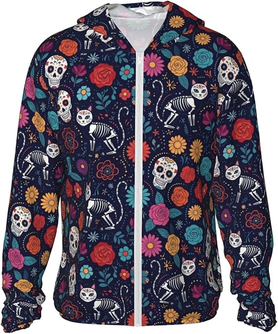 MZERSE - sugar skull long sleeve shirt mens