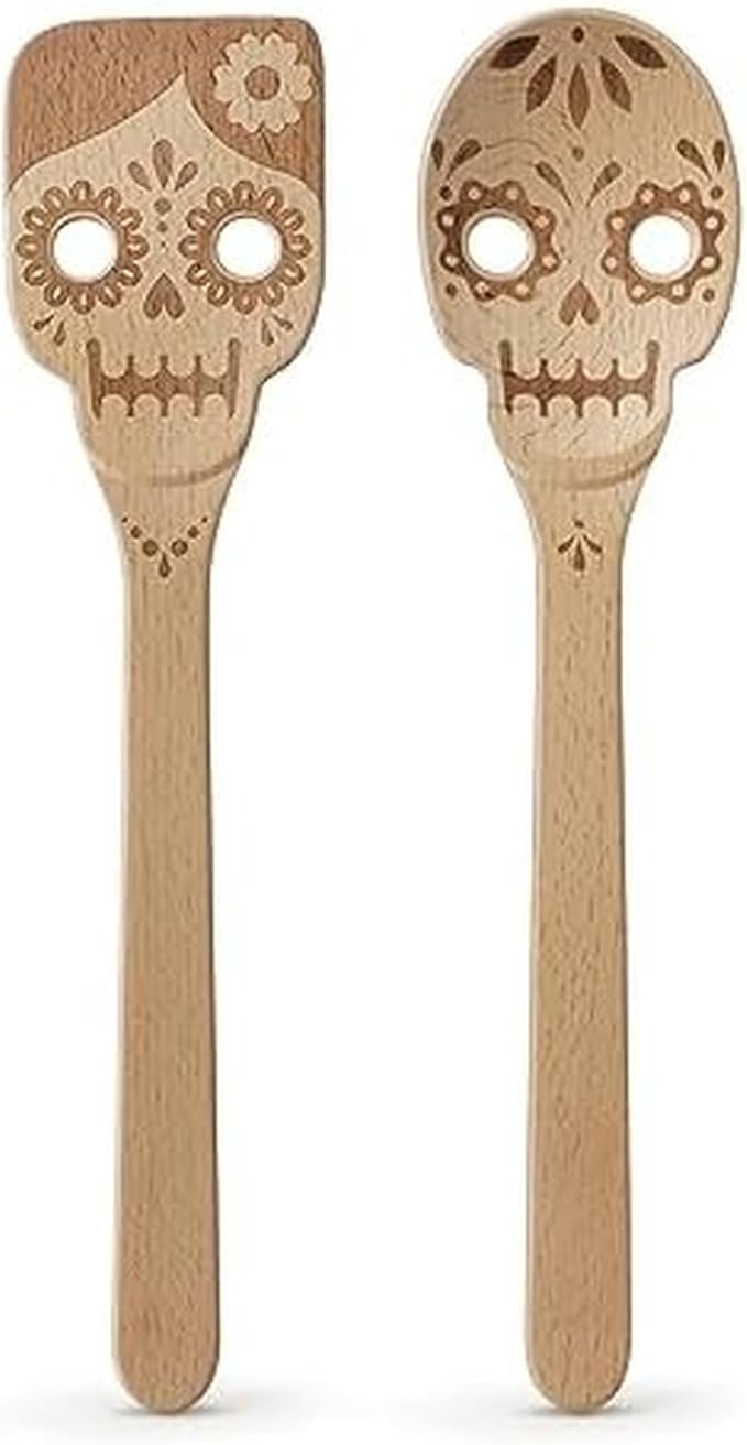 DEAD SET, Day of the Dead Wooden Spoons, Set of 2 - sugar skull figurine collectible