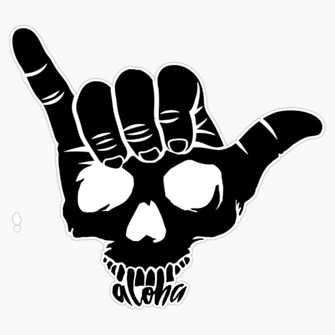 Shaka Skull Vinyl Sticker Waterproof Decal Laptop Wall Window Bumper Sticker 5" - sugar skull vinyl sticker