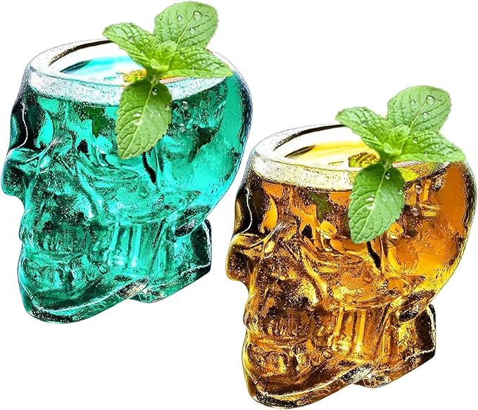 2 Pieces Halloween Skull Glass Wine Glass -12oz/350ml Unique Cocktail Glasses Funny Clear Skull Cup for Cocktail Margarita Whiskey Juice Holiday Decorations Gifts Or Themed Party - sugar skull coffee cup
