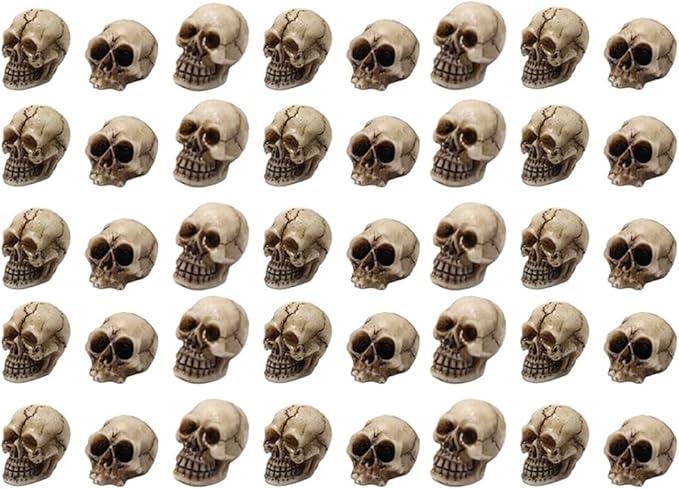 40Pcs Halloween Mini Skulls Miniature Skeleton Head Figurine for Halloween Decoration Crafts - sugar skull figurine collectible