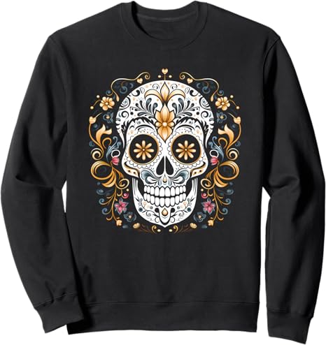 Floral Sugar Skull Flower Store - sugar skull sweatshirt womens