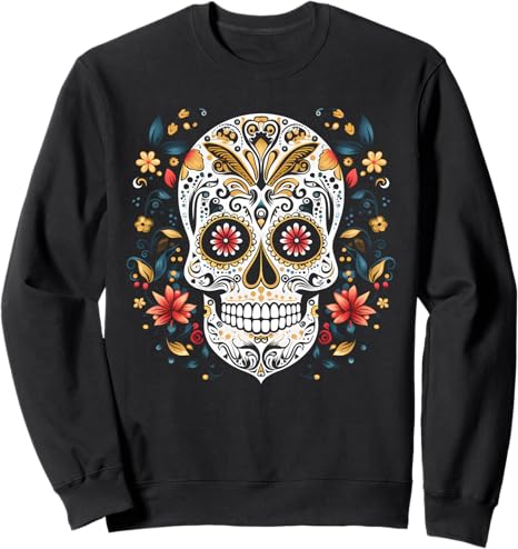Floral Sugar Skull Flower Store - sugar skull sweatshirt womens