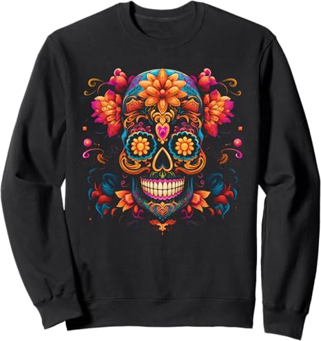 Floral Sugar Skull Flower Store - sugar skull sweatshirt womens