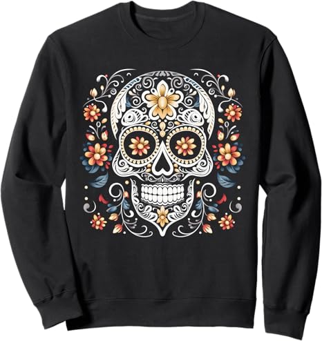 Floral Sugar Skull Flower Store - sugar skull sweatshirt womens