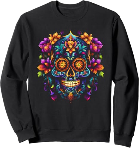 Floral Sugar Skull Flower Store - sugar skull sweatshirt womens