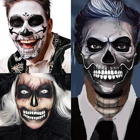 Fake Zombie Face Tattoos Dia De Los Muertos Day of the Deadth Face Tattoos Halloween Makeup Temporary Tattoo - sugar skull temporary tattoo
