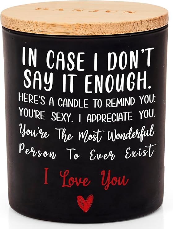 DANJUN - Love Gift for Her or Him - Anniversary or Wedding Gifts for Women - Romantic Gifts for Wife & Husband - Wooden Base & Gift Box Included - Vanilla & Lavender Scented Candle - 10oz - sugar skull candle holder