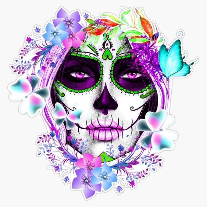 Catrina Mexican Sugar Skull Girl Bumper Sticker Vinyl Decal 5" - sugar skull vinyl sticker
