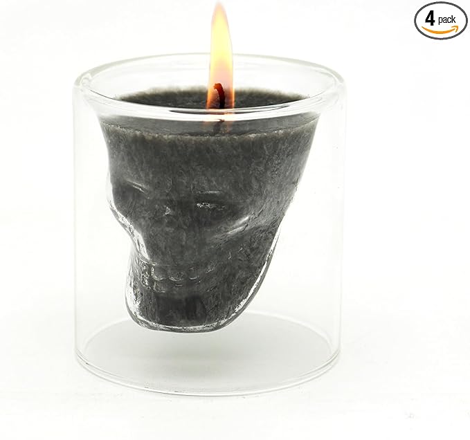 Skull Scented Candles for Halloween(4PCS) Black, Scented Candles Gifts for Men. - sugar skull candle holder