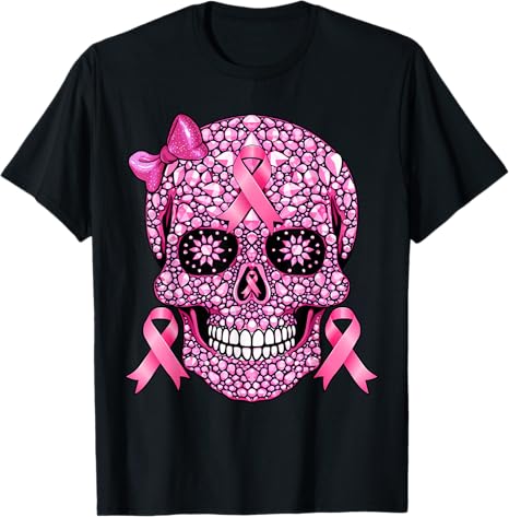 2023 Breast Cancer Shirts - sugar skull t-shirt womens