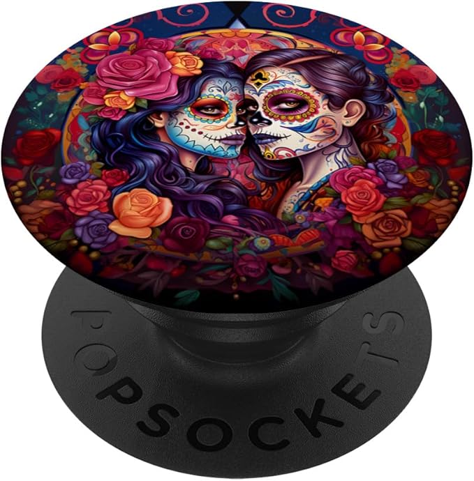 Sugar Skulls La Catrina Day of the Dead Two Women Floral PopSockets Standard PopGrip - sugar skull makeup kit
